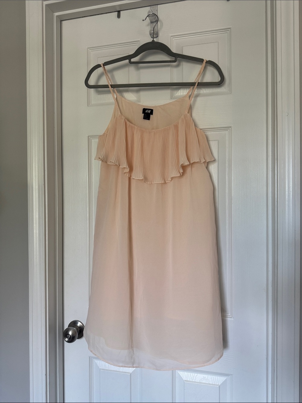 H&M Peach Pleated Ruffle Mini Slip Dress